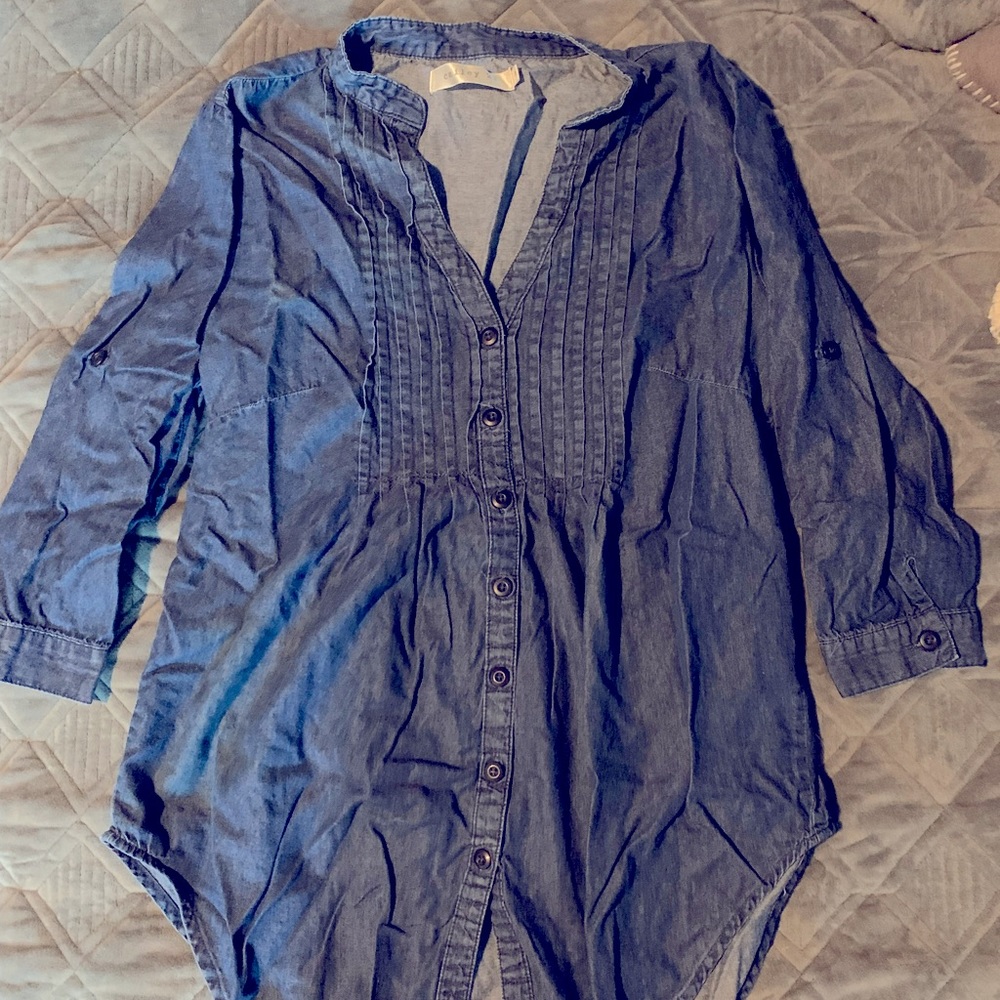 Denim Button Down Tunic - Size Small
